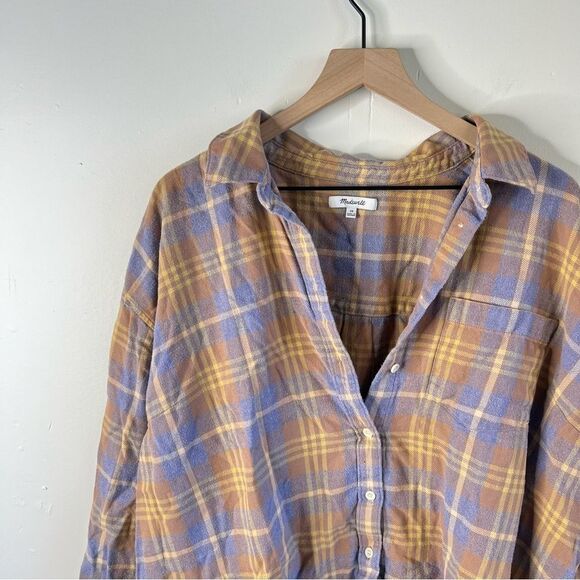 Flannel Oversized Boyfriend Shirt in Plaid in Dusk Peri size 3X - Picture 5 of 11